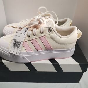 adidas Women's Cream and Pink Platform Sneakers